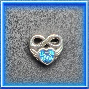 Infinity Heart‎ Charm for March with Aquamarine and Clear CZ Accents (NWOT)